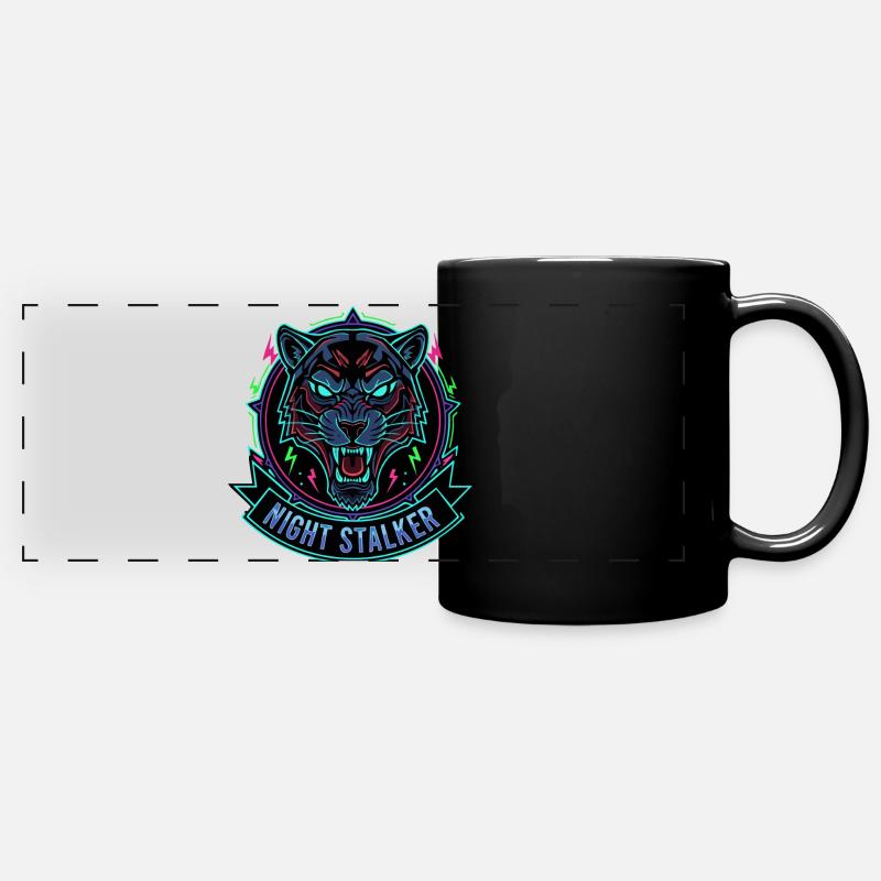 Leopard Neon Night - Full Colour Panoramic Mug - black