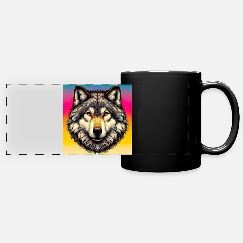 Wolf - Panorama-Tasse farbig - Schwarz