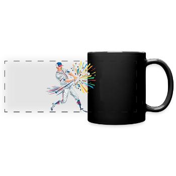 Colorful Baseball Batsman Pop Art - Full Colour Panoramic Mug - black - Front