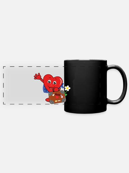 Mucki Urlaub - Panorama-Tasse farbig - Schwarz