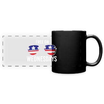 Drapeau américain Vintage Biden gratuit le mercredi - Mug panoramique uni - noir - Devant