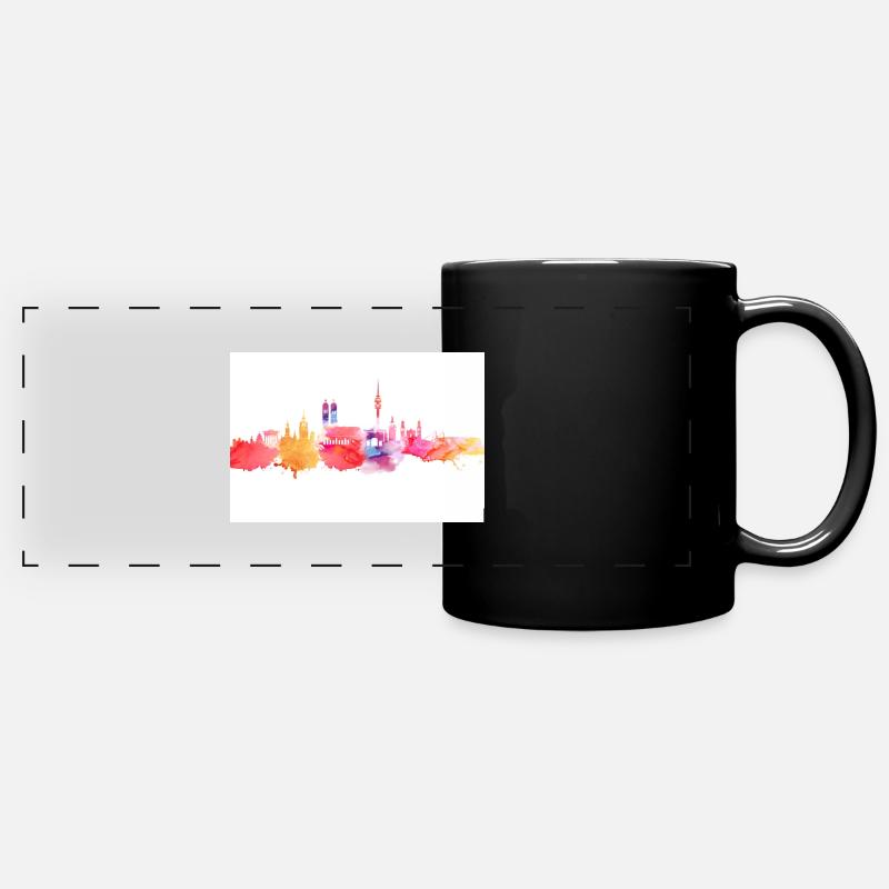 München in Wasserfarben - Panorama-Tasse farbig - Schwarz