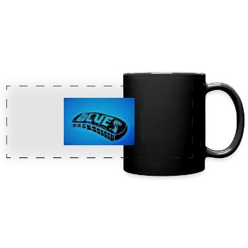 Blues Mundharmonika horizontal - Panorama-Tasse farbig - Schwarz - Vorne