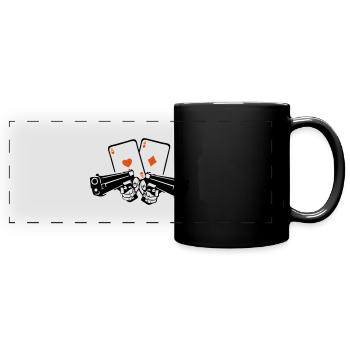 pistolet carte poker as arme flingue revolver - Mug panoramique uni - noir - Devant