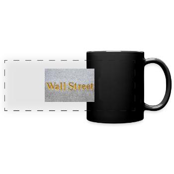 Wall Street golden lettering New York USA - Full Colour Panoramic Mug - black - Front