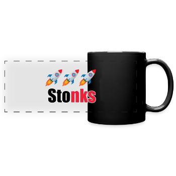 Stonks - Full Colour Panoramic Mug - black - Front