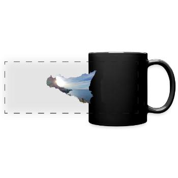 Cefalu en Sicile (Sicile, Italie) - Mug panoramique uni - noir - Devant