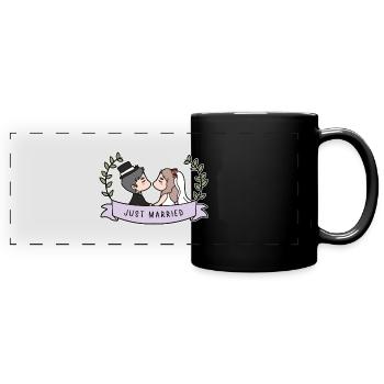 Just Married Mariage - Mug panoramique uni - noir - Devant