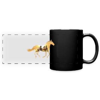 Pferd in der Dämmerung - Panorama-Tasse farbig - Schwarz - Vorne