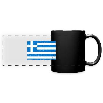 griechische Flagge - Panorama-Tasse farbig - Schwarz - Vorne