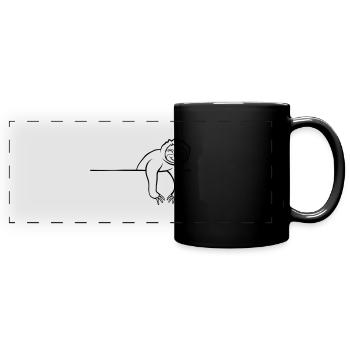 Comic Faultier Mauer - Panorama-Tasse farbig - Schwarz - Vorne