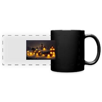 Village de Noël - Mug panoramique uni - noir - Devant