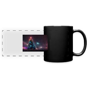 Futuristic Christmas Tree - Full Colour Panoramic Mug - black - Front