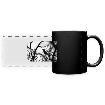Corbeau en hiver - Mug panoramique uni - noir - Devant