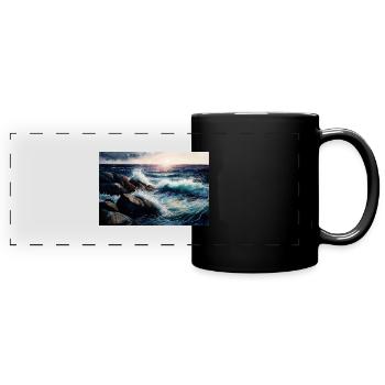 Sunrise over the sea - Full Colour Panoramic Mug - black - Front