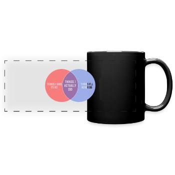 Lazy Funny Venn Diagram Procrastination - Full Colour Panoramic Mug - black - Front