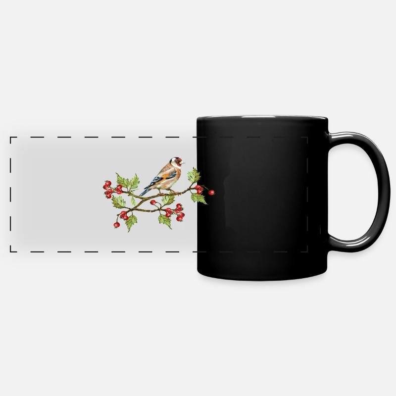 Bunter Vogel - Panorama-Tasse farbig - Schwarz