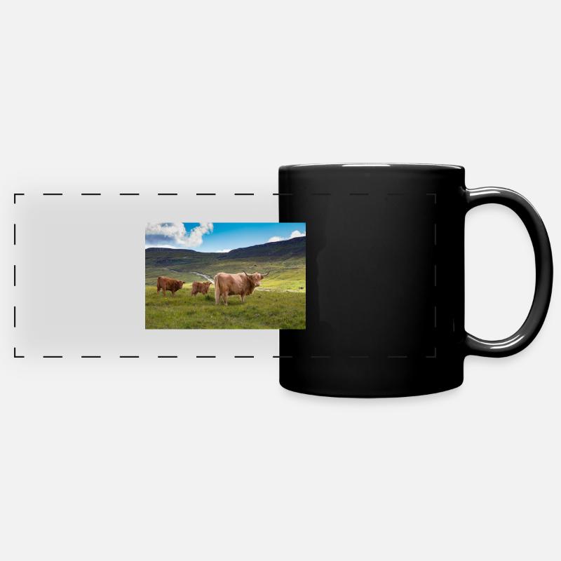 Bovins écossais des Highlands - Mug panoramique uni - noir