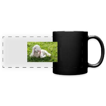 Lamb with a kiss - Full Colour Panoramic Mug - black - Front