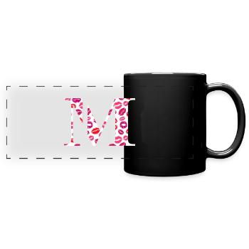 Lettre m bisous - Mug panoramique uni - noir - Devant