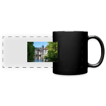 Cityscape of Esslingen am Neckar from Agnesbrücke - Full Colour Panoramic Mug - black - Front