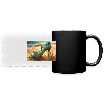 High Heel in the Desert Sand - AI - Full Colour Panoramic Mug - black - Front