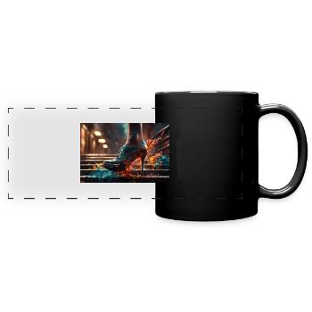 Explosion de couleurs dans les escaliers - AI - Mug panoramique uni - noir - Devant