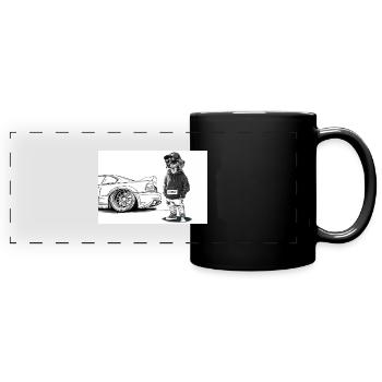 Tuner Dackel - Panorama-Tasse farbig - Schwarz - Vorne