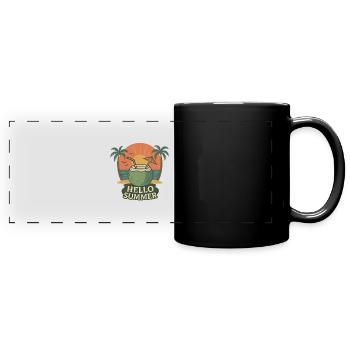Hello Summer - Panorama-Tasse farbig - Schwarz - Vorne