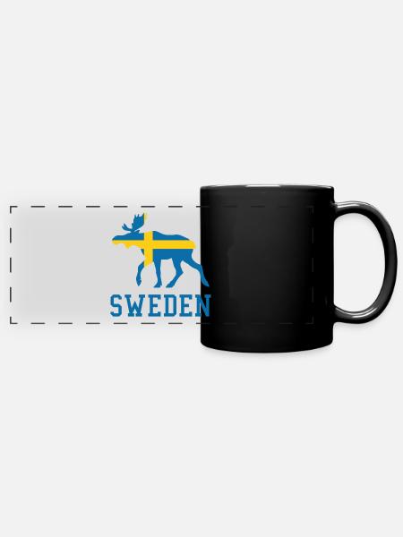 Sweden Moose - Panorama-Tasse farbig - Schwarz
