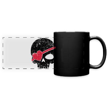 Pirate eye patch love heart gift - Full Colour Panoramic Mug - black - Front