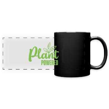 Plant Powered Vegan Geschenk - Panorama-Tasse farbig - Schwarz - Vorne