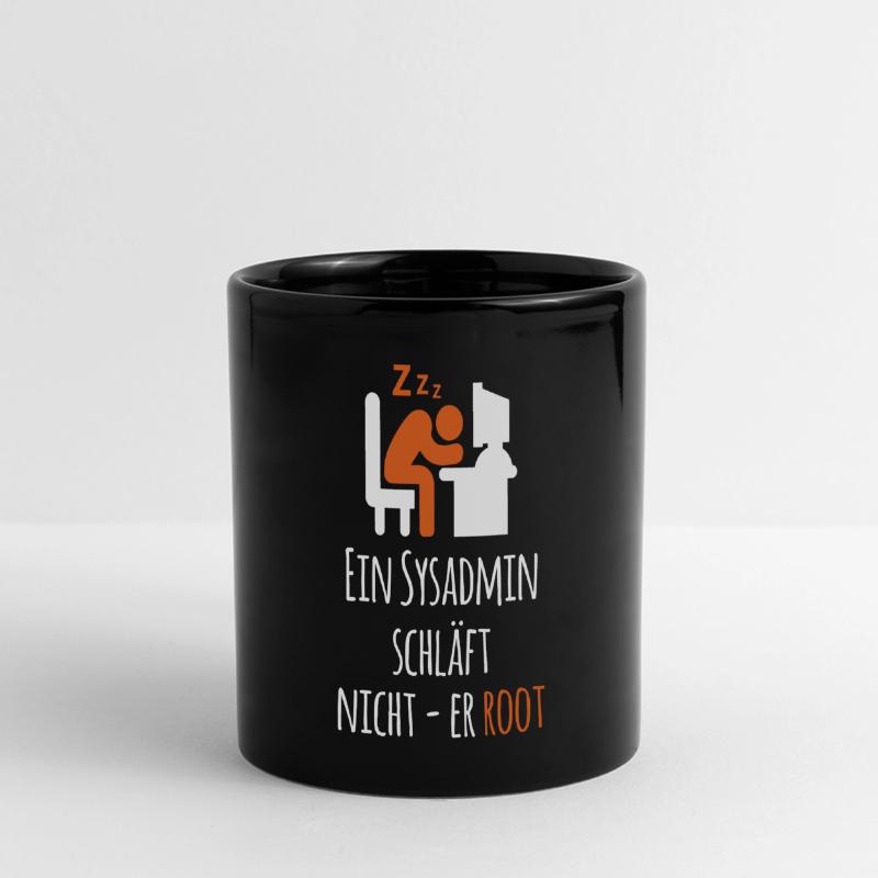 Ein Sysadmin schläft nich er Root Sysadmin Panorama-Tasse farbig