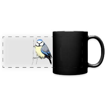 Blaumeise - Panorama-Tasse farbig - Schwarz - Vorne