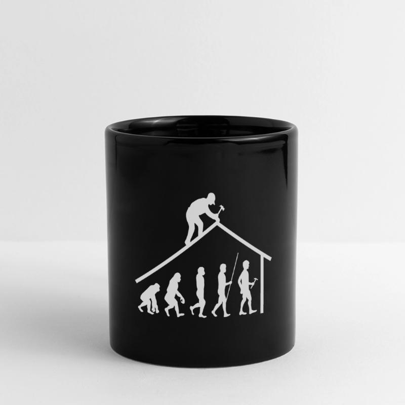 Evolution Zimmerer Dachdecker Geschenk Panorama-Tasse farbig