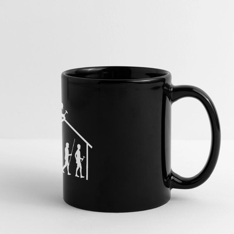 Evolution Zimmerer Dachdecker Geschenk Panorama-Tasse farbig