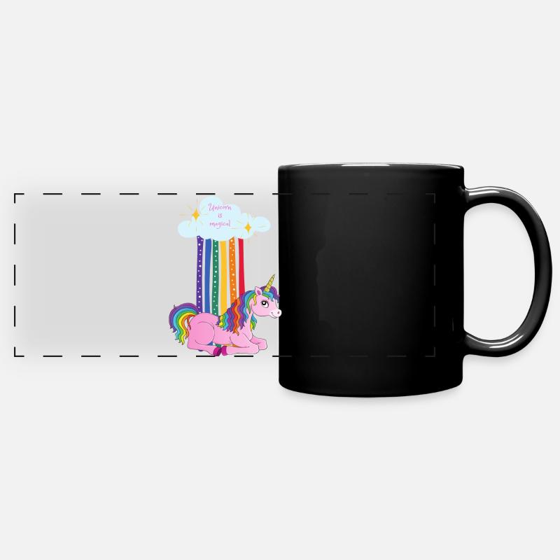 Einhorn Unicorn is magical - Panorama-Tasse farbig - Schwarz
