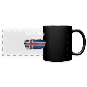 Voyages à travers le monde ->Island - Mug panoramique uni - noir - Devant