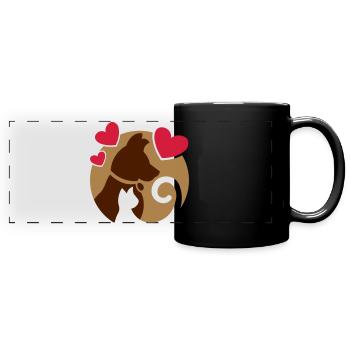 Cat and dog - Full Colour Panoramic Mug - black - Front