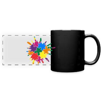 Puzzle de sensibilisation à l'autisme Splash coloré - Mug panoramique uni - noir - Devant