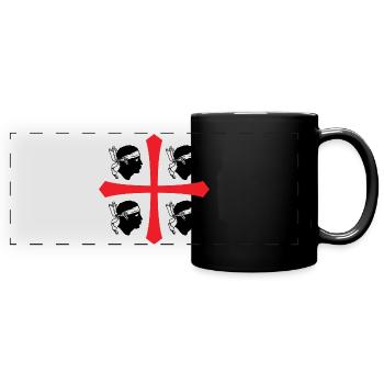 Cross Silhouette Gift Sardinia Sardegna - Full Colour Panoramic Mug - black - Front