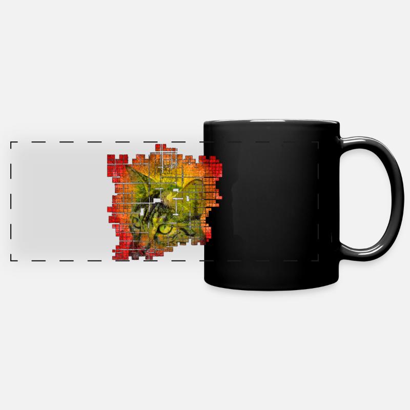 Katze bunt - Panorama-Tasse farbig - Schwarz