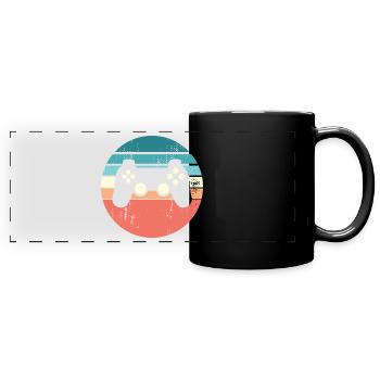 Distressed Console Gaming Controller Sunset - Full Colour Panoramic Mug - black - Front