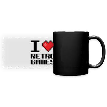 I love Retro Games Retrogaming Videogame - Panorama-Tasse farbig - Schwarz - Vorne