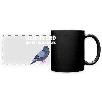 Rennpferd des kleinen Mannes Brieftaube Geburtstag - Panorama-Tasse farbig - Schwarz - Vorne