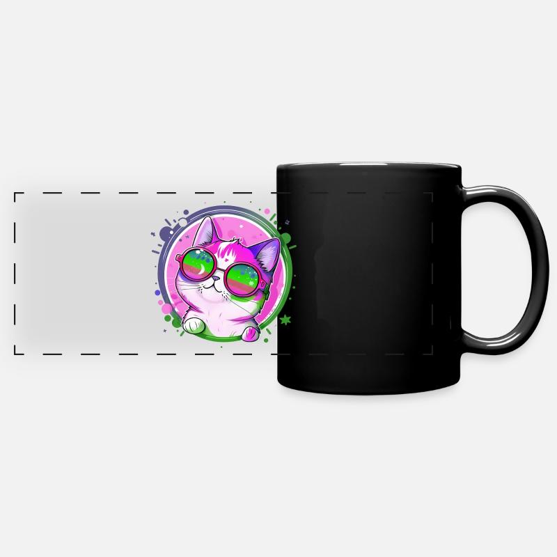 Funny cat with sunglasses cat lovers - Full Colour Panoramic Mug - black