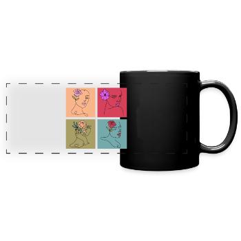 Minimalist Lineart Women Face Art - Full Colour Panoramic Mug - black - Front