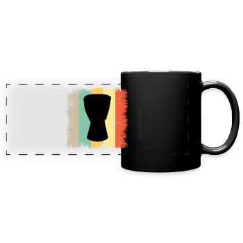 Djembe Player Schlagzeuger Musik Schlagzeug Vintage Retro - Panorama-Tasse farbig - Schwarz - Vorne