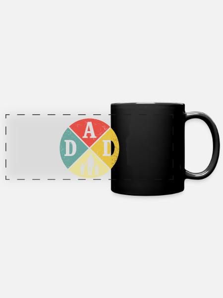 Père avec deux fils Papa et fils Retro Papa - Mug panoramique uni - noir