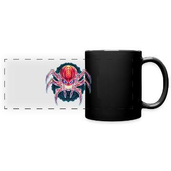 Buntes abstraktes Spinnen Design Spinnentiere - Panorama-Tasse farbig - Schwarz - Vorne